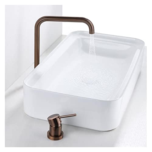 Robinet laiton brossé or rotatif 360 pour vasque 2 trous haut de gamme - 4