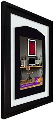 Vivarti DIY Mounted Sports Shirt Display Frame 60 x 80cm - Black Frame, Black Mount, White Backing Card