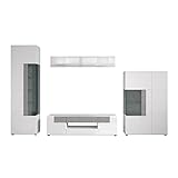 Farbe: weiß Hochglanz/Beton trendteam smart living Tokyo Anbauwand, Wohnwand inkl. Bel, Weiss Hochglanz/Abs. Beton, Maße (aufgebaut B x H x T): 332 x 200 x 44 cm
