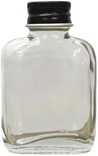 12 Pack, 30ml Mini Clear Glass Bottles with Aluminum Screw Caps – Reusable Flat Square Empty Bottles for Oils, Perfumes, Serums, or Crafts – 1oz Leak-Proof Refillable Containers (Black)