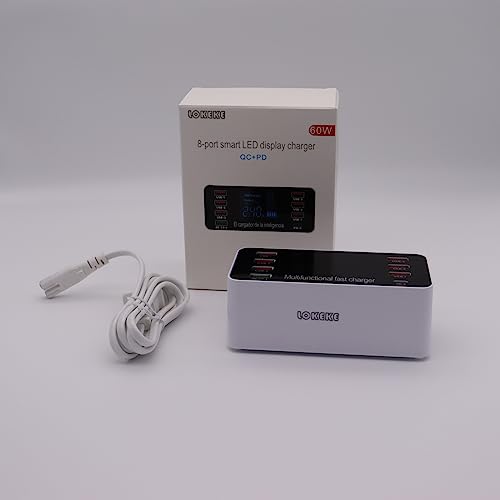 Lokeke Usb C Charging Station For Multiple Devices, 60W 8 Ports Usb Charger Station Organizer With Pd Fast Charger And Qc 3.0, For Phones Tablets Laptops Pad Cameras #TOP4