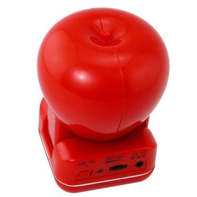 Red Apple-Shaped Foldable Multimedia Speaker Compatible with: Microsoft Zune and all iPod Models (including iPod Video / iPod nano / iPod Photo / iPod Mini / iPod Shuffle) Any audio device with 3.5 mm plug