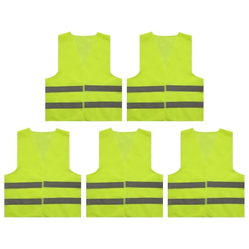 Embhlitfe Gilets de sécurité haute visibilité pour voiture, lot de 5 EN ISO 20471 - gilet de sécurité hautement réfléchissant pour voitures avec matériau respirant