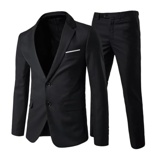 Allthemen Kostym herr kostym 2 delar slim fit herrdräkt bröllopskostymer herr modern kavaj för affärer, Svart (2 knappar), XXL