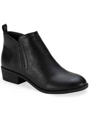 Sun + Stone Womens Cadee Faux Leather Zipper Ankle Boots Black 6 Medium (B,M)