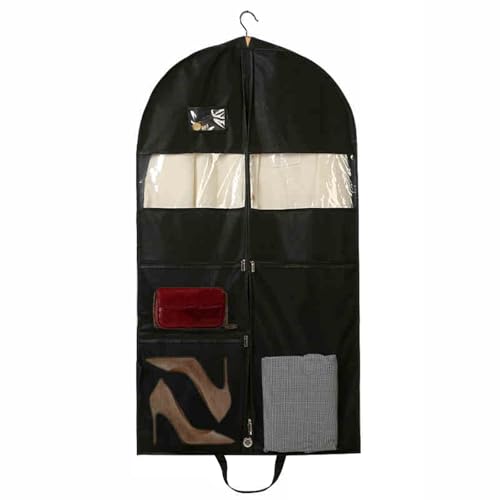 Hanging Garment Bags for Closet Costume Garment Bag with 3 Clear Zipper Pockets for Suits Dress Cover, Travel & Competitions Protector(60x10x130cm/24x4x51