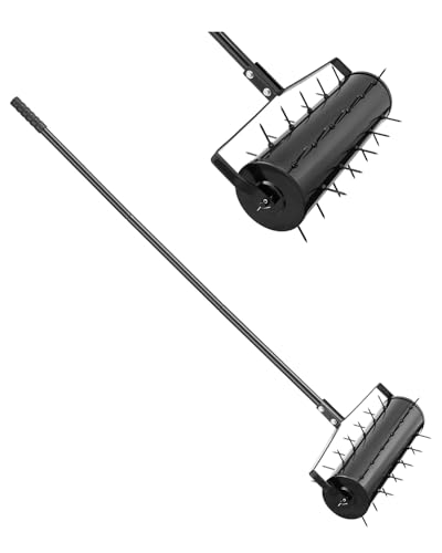 VEVOR Rolling Lawn Aerator, 21-inch Heavy-Duty Manual Rolling Aerator Lawn with Detachable...