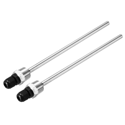 uxcell 2 Pcs 8mm Dia G1/2 Thermowell Weldless Stainless Steel 304 with Cable Gland 200mm Length for Beer Fermenter,Black