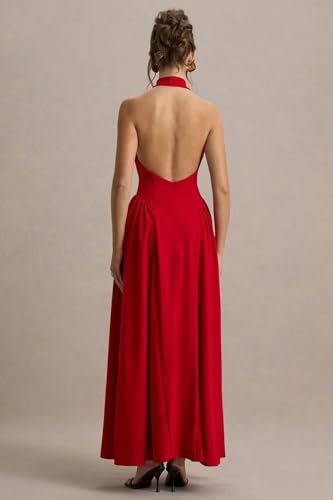 Image of TRAQUILA Women's Sleeveless Backless Maxi Length Dress | Fit & Volume Flare Skirt | Soft Poleyester | Casual wear