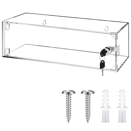 Wonderjune Refrigerator Medicine Lock Box with Keys and Mounting Hardware 13 x 5.12 x 4.02 Inch Wall Mount Locking Medicine Box Clear Acrylic Wall Cabinet, First Aid Kit for Emergencies Home Use