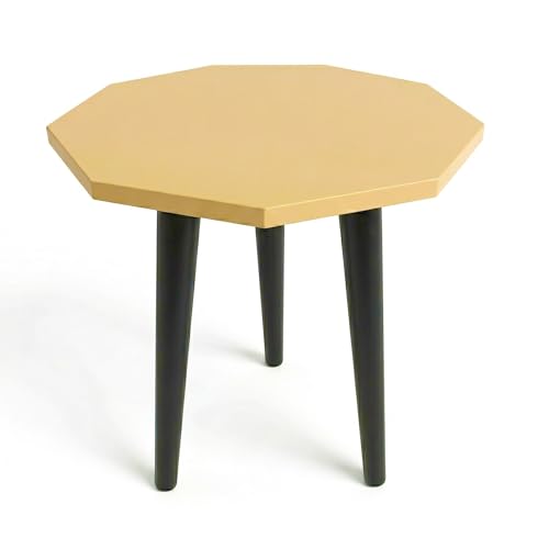 Image of UHUD CRAFTS Multipurpose Wooden Foldable Side Table /End Table /Plant Stand /Stool for Living Room & Bedroom | Kids Play Furniture Table - Ivory Gold
