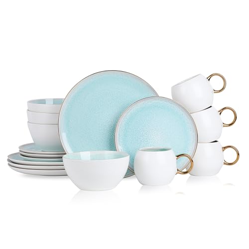 Stone Lain Josephine Porcelain Dinnerware Set, 16-Piece Service for 4, Mint