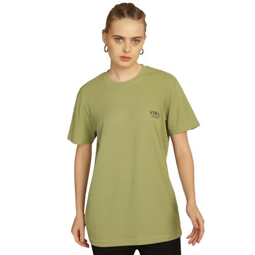 Image of Mack Jonney Solid Classic Fit Round Neck Polyester Lycra Half Sleeves Tshirt for Women(Pack of 2)-MACK630864