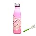 Butelka do picia ze stali nierdzewnej, termos ze szklaną kolbą, duża butelka na wodę, sportowa butelka szklana kolba na napoje dla dorosłych, różowa, 500 ml