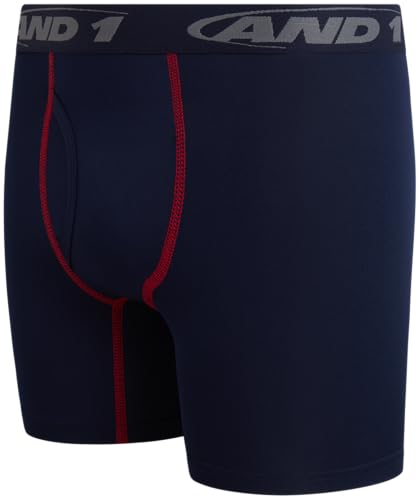 AND1 Boys Boxer Briefs - 5 Pack Performance Boys Underwear Boxer Briefs with Functional Fly Pouch, 5" Inseam (Size: 6-18) 5