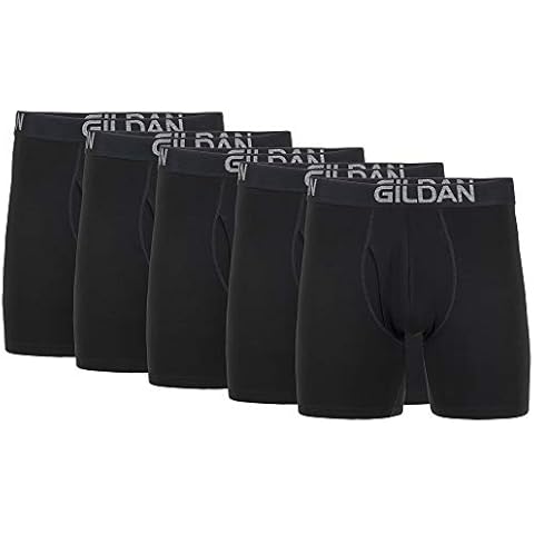Gildan Men's Underwear Cotton Stretch Boxer Briefs, Multipack, Black Soot (5-Pack), X-Large Cover