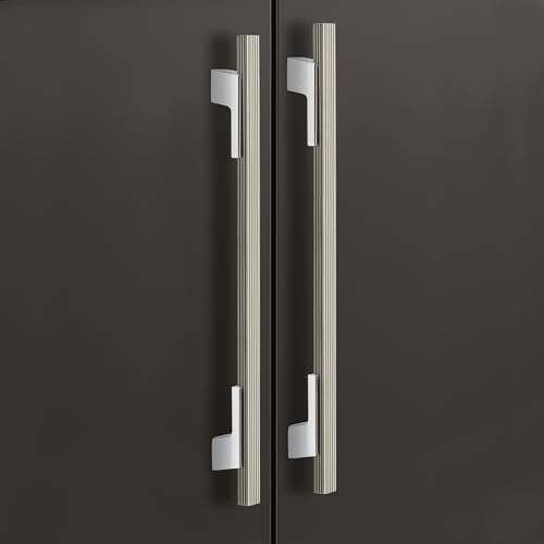 Image of Plantex Cabinet Handle /Kitchen Cabinet Door Handle /Wardrobe /288 mm Cupboard Handle /Door Pull-Push Handle for Home /Office - Pack of 2 (Satin White & Chrome)