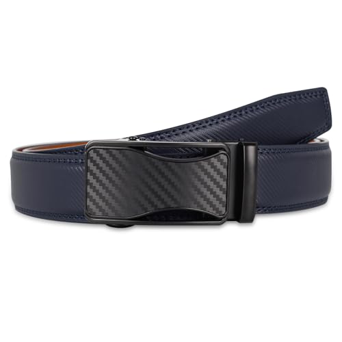 Image of Aurolran Men&Womens Leather Dress Belt Business Automatic Buckle Belt Color-Black Silver Gold