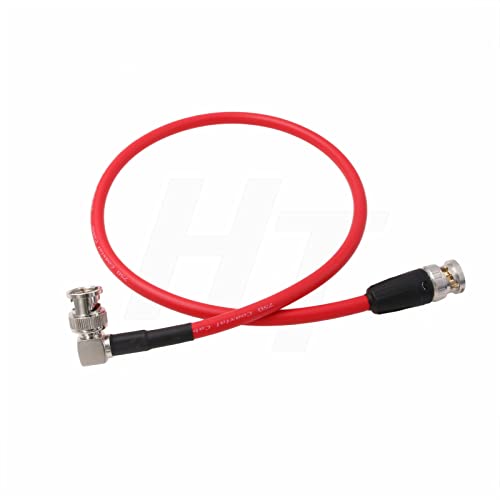HangTon 12G SDI Raw 4K 60p Video Cable Right Angle to Straight BNC 75 ohm Coaxial Shielded for Sony Alexa DSMC2 Camera Blackmagic SmallHD Atomos Monitor (30cm