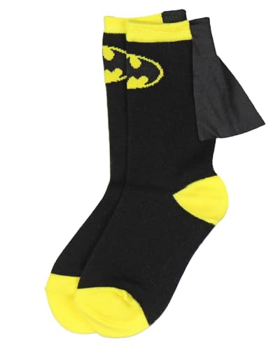 Bioworld DC Comics Batman Black Yellow Youth Boys Caped Crew Socks (7-9)