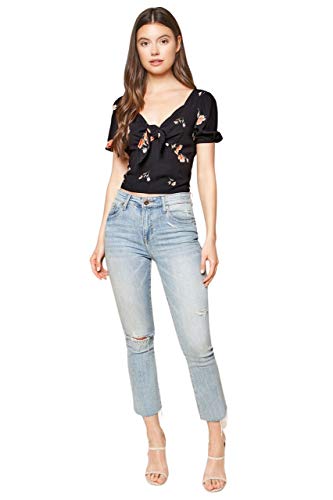 Image of Sugar Lips Women's Girls Just Want to Have Fun Floral Print Tie Front Top