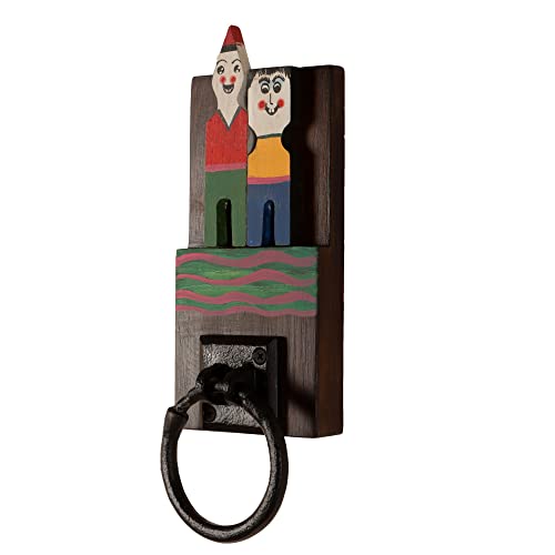 Image of AAKRITI ART CREATIONS Modern Art Wooden Towel Hanger | Tidy Me Wooden Towel Hanger | Matte Finish Multicolor Wall Mounted Towel Holder for Bath & Wash Area