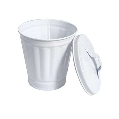 Image of Mini Trash can & Iron Garbage can Pencil Cup Holder 2pcs (White)