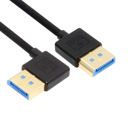 NFHK Ultrafine Left Angled DisplayPort 1.4 DP to DP Cable 8K 60hz Cable Ultra-HD UHD 4K 144hz 90 Degree for Desktop Laptop Monitor 100cm