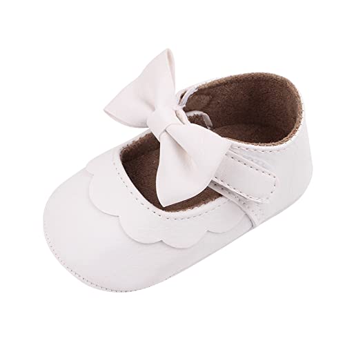 Infant Girls Single Shoes Bowknot First Walkers Shoes Toddler Sandals Princess Shoes Shoes Toddler 6 (White, 6 Toddler)