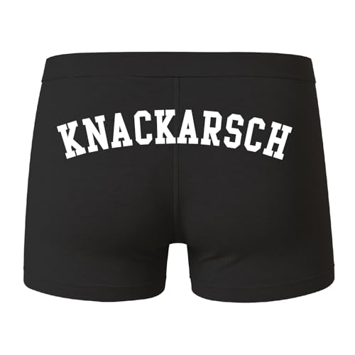 deinshirt Boxershorts Herren Unterhose Männer Unterwäsche Knackarsch, Größe:L, Farbe:schwarz