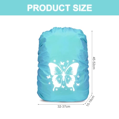 TaleMoon Regenschutz Rucksack Kinder,30-40L Schulranzen Regenhülle Wasserdicht Blau,Schmetterling Regenschutzhülle mit Reflektoren für Jungen Mädchen Schulanfänger