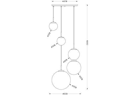 Design Decken Pendel Leuchte Glas Kugel Strahler chrom Wohn Zimmer Hänge Lampe klar Globo 15851-5