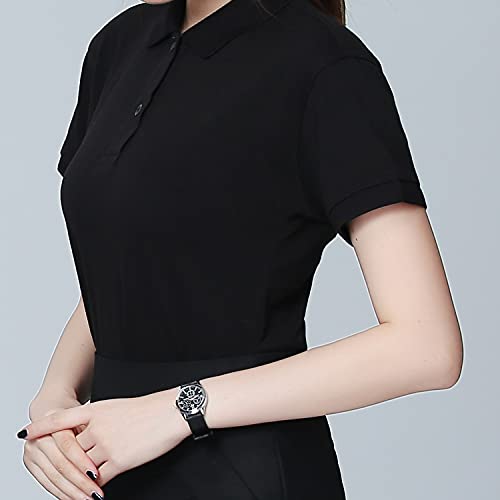 Lylbfof Short-Sleeved Women's Polo Shirt Solid Color Lapel T-Shirt #TOP2