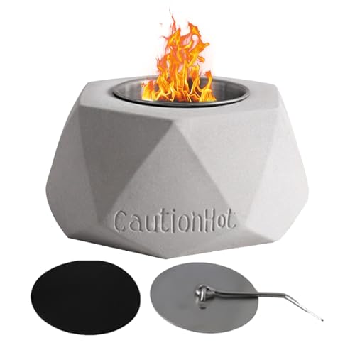 Brasero de interior, mesa de brasero interior, chimenea personal portátil de mesa | Decoración de brasero de mesa de hormigón, para interior y exterior