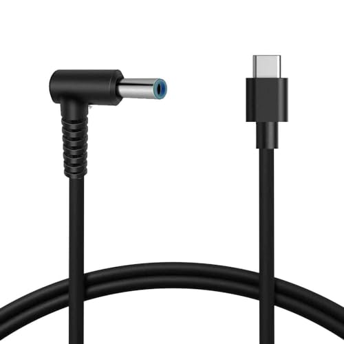 Image of Smart Blue Tip Charge Cable Adapter for Hp 19.5V 45W 65W Laptop Charger for Pavilion Elitebook Stream Touchsmart 11 13 14 15 Folio 1040 G1 Spectre Ultrabook 13 (Male USB-C to 4.5Mm