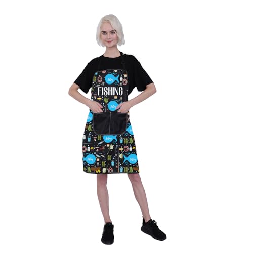 Fustmw Funny Fishing Apron Gifts For Fishing Lovers Fisherman Gifts Apron Fishing Boat Gifts Fish Print Apron With Pockets thumb #6