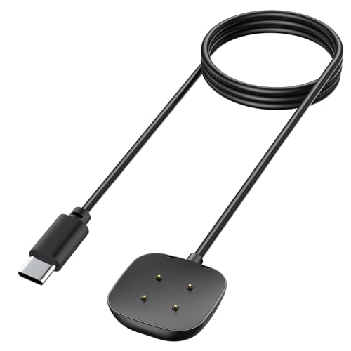 ZGCE Cargador para Fitbit Versa 4 / Versa 3 / Sense/Sense 2, Cargador Rápida Portátil con USB Cable 100cm, Negro