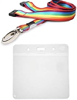 ID Card It Rainbow Lanyard Neck Strap with Safety Breakaway and Strong Clip with ID Card Pass Badge Holder for Work, Office, NHS, Pride (Metal Lanyard)