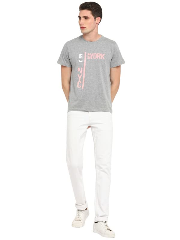 Image of AMERICAN CREW Printed Round Neck T-Shirt for Men