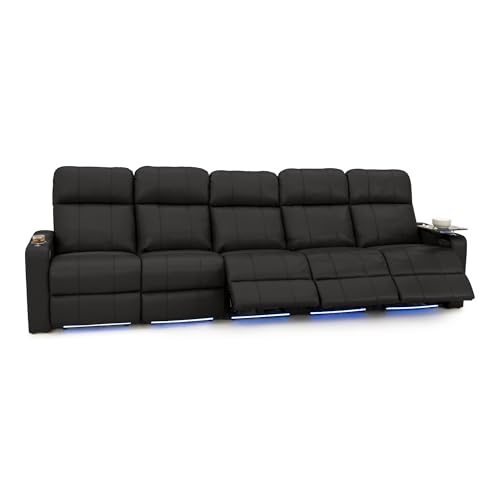 Image of Seatcraft Monterey Home Theater Seating Black Row of 5 Sofa