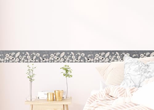 AG Design Selbstklebende Bordüre Abstraktionsblumen, AWB 8412 | Wasserfest Dekoration für Wände, Möbel, Tapeten, Wandverkleidungen und Türen, Folie, Mehrfarbig | Breite 500 cm x Höhe 13.8 cm