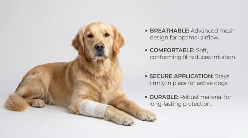 Image of Tubular Stretch Net Bandage for Dogs, Cats & Horses | Elastic Pet Wound Dressing Retainer Mesh | No Tape Needed Breathable Vet Wrap Support |Size 6, 5.8cm x 25m Roll | White (Pack of 1)