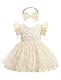 FYMNSI Baby M�dchen Erster 1. Geburtstag Outfit Kleinkind Prinzessin 1 Jahr Partykleid Blumen T�t� T�ll Bodykleid mit Stirnband Fotoshooting Taufkleid Festkleid Sommerkleid Beige 9-12 Monate