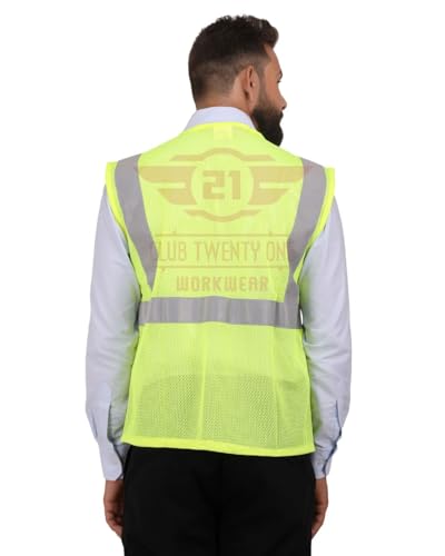CLUB TWENTY ONE Reflective Vest High Visibility, Breathable and Comfortable Worker Safety Jacket for Men, Workwear Safety Vest