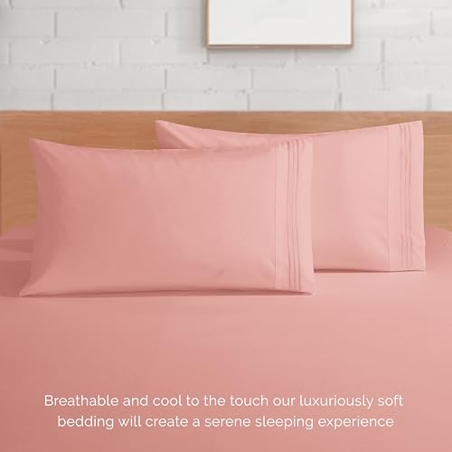 Image of Elegant Comfort Luxurious 1500 Premium Hotel Quality Microfiber 4-Piece Sheet Set, 18-24 Inches Deep - Extra Deep Pocket Sheets - Ultra Soft 4PC Deep Pocket Sheets, Full, Lavender