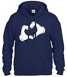 Cartoon Glove Mickey Heart Hand Sign Sweatshirt Hoodie Hoody (Navy Blue, Medium)