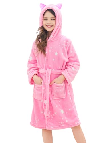 Image of Doctor Unicorn Soft Hooded Rainbow Bathrobe Sleepwear for Girls