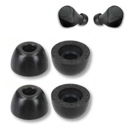 Image of Crysendo Soft Ear Tips for Jabra Elite 75t / 65t / Active / 7 Pro /Elite 3 / Elite 4 Earphones | Noise Isolating Replacement Memory Foam Eartips (2 Pairs - Small) (Black)