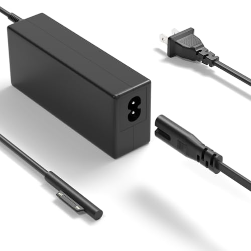 Madremía 65W Surface 用 充電器 サーフェス ACアダプター 【PSE認証済み・多重保護システム】 Surface Pro 9/8/7/6/5/4/3/X/Laptop/Go 対応 1706 1625 1800 互換電源 15V/4A 安全充電ケーブル（ブラック）