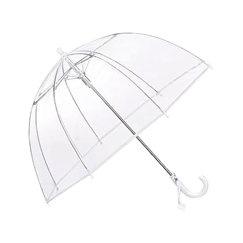 Durchsichtiger Regenschirm transparent, weißer Stockschirm, Rund Glockenschirm, Umbrella, Leichtes Langlebiges 8-Stäbchen-Design, Optimale Abdeckung Outdoor Regenausrüstung (70x68 cm)